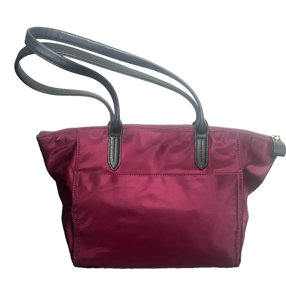 Michael Kors Kelsey Medium Nylon Tote Burgundy Gold Travel Shoulder Bag